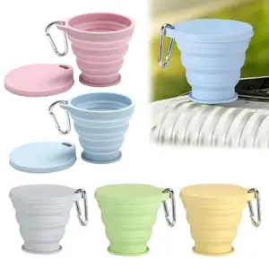 Folding Cup with Lid, 1 Count Creative Silicone Teacup, Lightweight Climbing Drinking Cup for Outdoor Camping Hiking