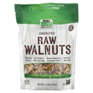 NOW Foods Real Food, Raw Walnuts, Unsalted, 12 oz (340 g)