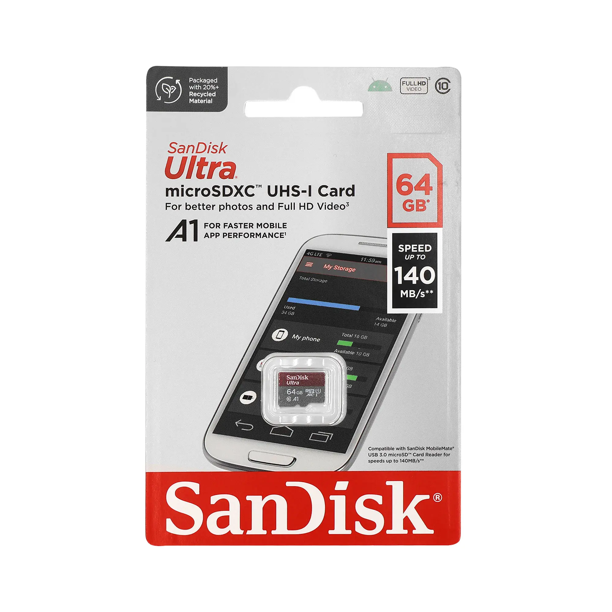 Sandisk Ultra microSD 64 GB 140MB/s Memory Card