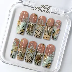 NailPhoria WHIMSY FABLE - Handmade Press-On Nails | Reusable, Salon-Quality, Long-Lasting, Glossy Design