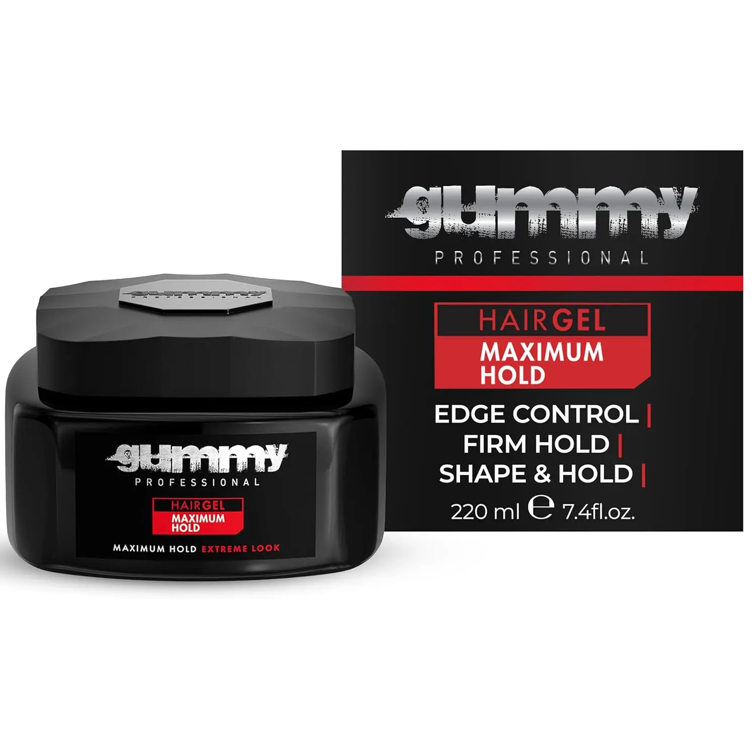 Gummy Professional Hair Gel for Men and Women – Strong Hold Styling Gel for Slick Back, Curls, Braids, Twists & Edge Control – Clear Gel for Shine, Conditioning, and Neat, Lasting Hairstyles – 220 ml