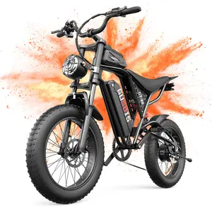 GUGOIS Electric Bike for Adults, 1000W Peak Motor 20" Fat Tire Moped Ebike, 48V Removable Battery Electric Bicycles with Full Suspension, 30MPH Off-Road Dirt Cruiser E-Bike