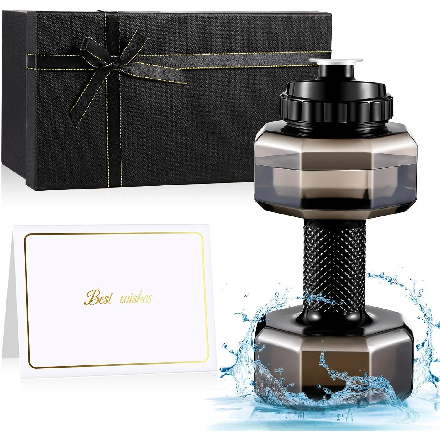 75oz Funny Dumbbell Water Bottle for Men with Gift Box, Fathers Day Fitness Gift for Husband Boyfriend, Gym Workout Water Bottle for Exercise Sports