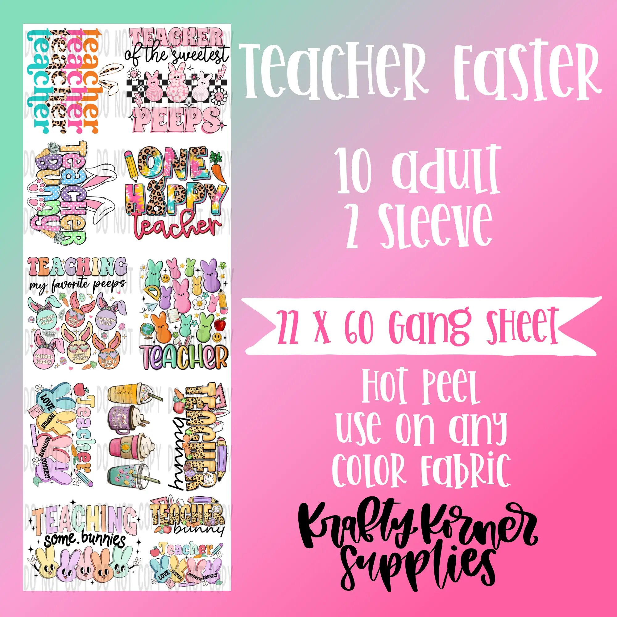 Teacher Easter Gang Sheet, 22 x 60