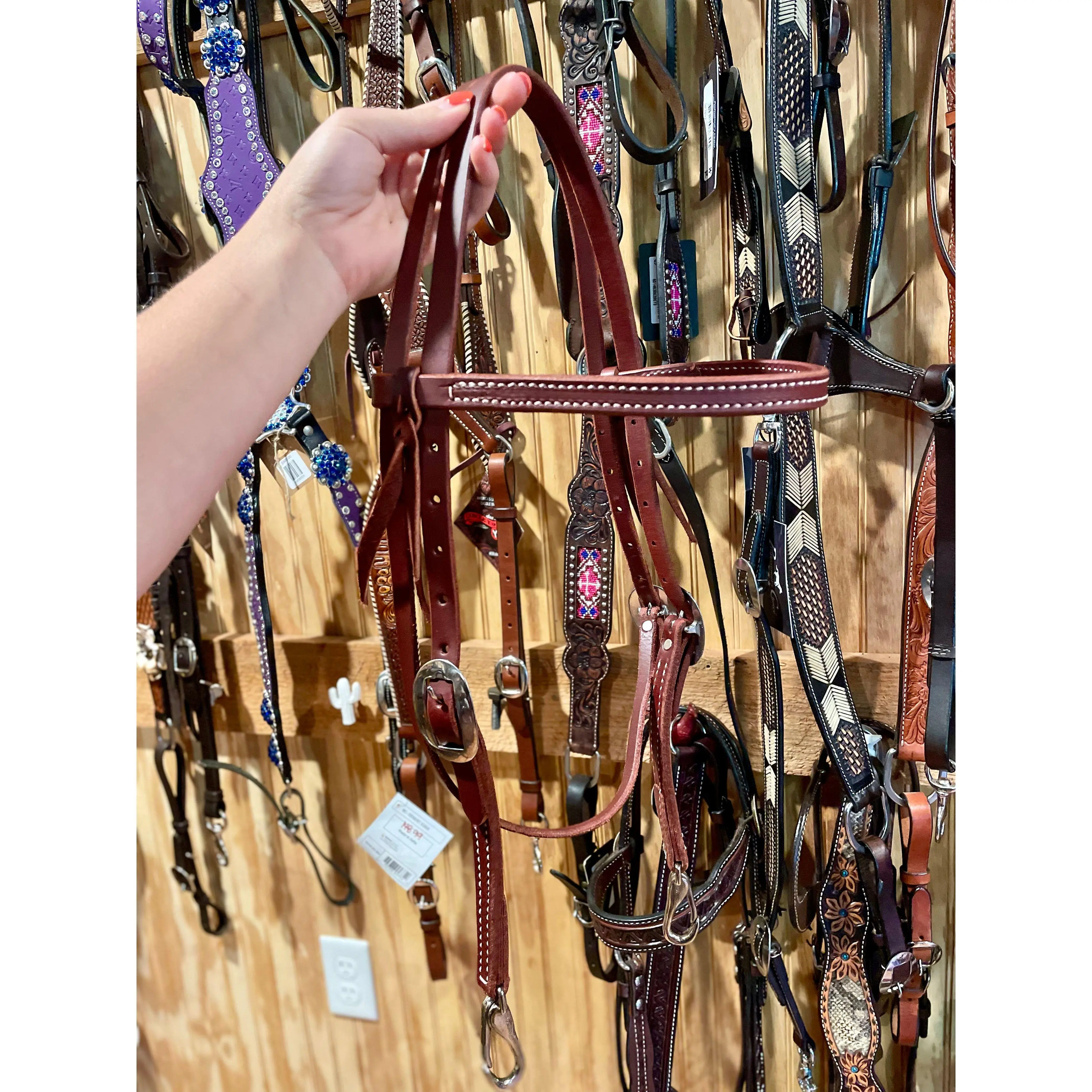 Berlin Leather Latigo Browband Headstall with Snaps