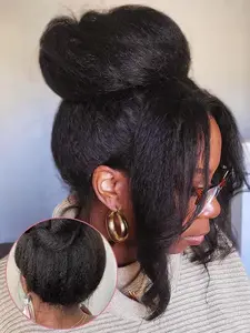 [360 Glueless Wig] Bling Hair High Density Kinky Straight 360 Glueless Wigs Human Hair Brazilian 32 34 Inch Yaki Straight 13x6 HD Lace Frontal Wig Preplucked