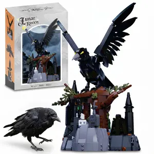 Black Raven Building Block Set, Gothic Crow Model Kit for Adults, Relaxing and Creative DIY Build, Unique Gift for Nature Lovers, Dark Aesthetic Home Decor for Bookshelf or Desk