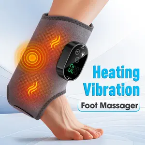 Rechargeable Dual Motor Heated Vibration Ankle Massager, Adjustable Straps, Three Speed Settings, Six Temperature Levels, Christmas Gift for Parents, Foot Massagers