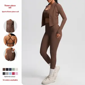 New Cloud-Feel Brushed Fabric Beauty-Back Bra Sports Zipper Jacket Casual Running Butt-Lifting Pocket Fitness Yoga Wear