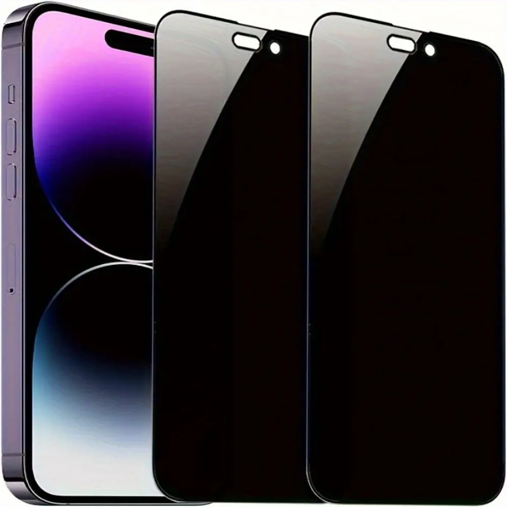 2 Pack Tempered Glass Screen Protector, Tempered Screen Film, Privacy Protection for iPhone 13/13 Pro/14/15/16/17 Series, Anti-Scratch, Anti-Fingerprint, High Strength