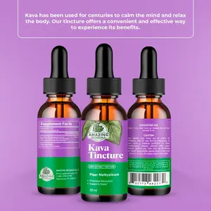 Amazing Botanicals Kava Kava Tincture - GMP Certified Pure Root Dietary Herbal Extract, High-Potency 70% Kavalactones Liquid Supplement for Natural Calm, 30ml (1oz)
