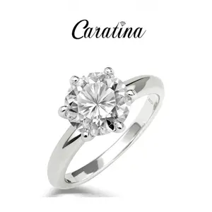 Caratina 2CT-4CT Round Cut Moissanite Solitaire Ring  Engagement Wedding Ring in 925 sterling silver for Women Daily Wearing Birthday Party Valentine's Day Gift