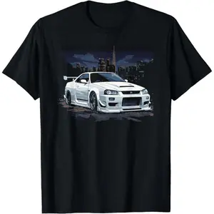 White Gt r 34 Skyline JDM Car Enthusiast T-ShirtFashion Unisex T-shirts M-5XL