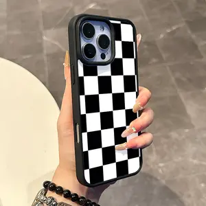 Chic Magnetic Case for iPhone11/12/13/14/15/16/17/promax Checkerboard Pattern MagSafe Ready, Anti-Slip, Ultra Thin | Aesthetic Touch for Daily Use
