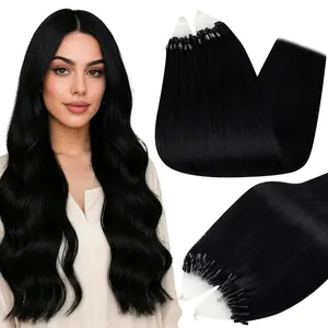Full Shine Micro Link Hair Extensions 50G Natural Straight Human Hair 14inch-24inch
