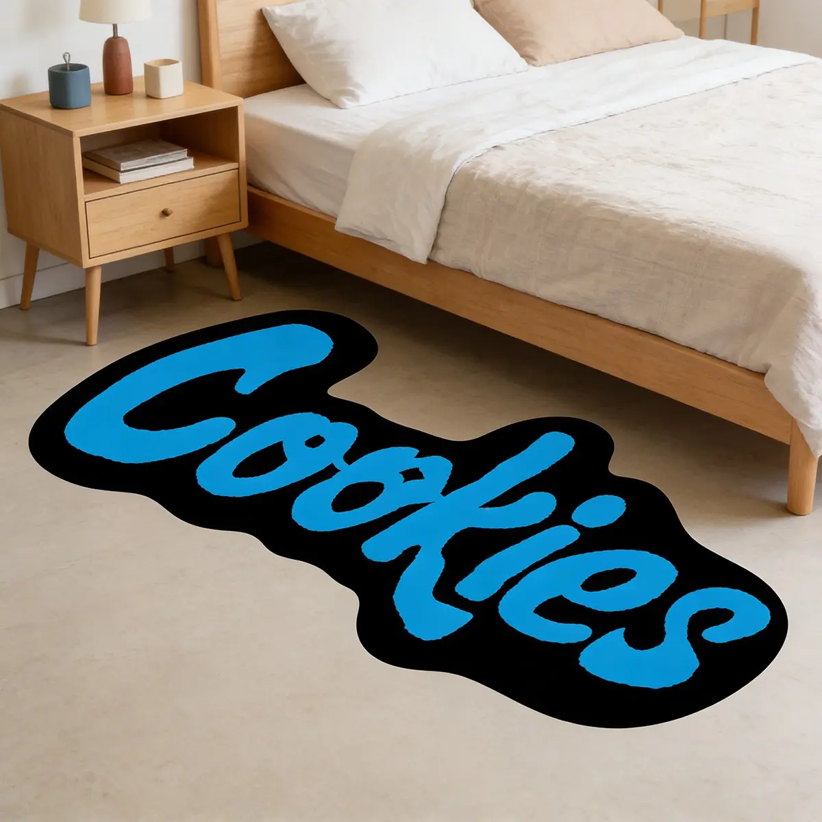 Cookies Trendy Irregular Plush Rug Blue Entryway Mat Inside Entrance Doormat Street Style Living Room Bedroom Non-Slip Decorative High Elastic Wear-Resistant Soft Area Rug