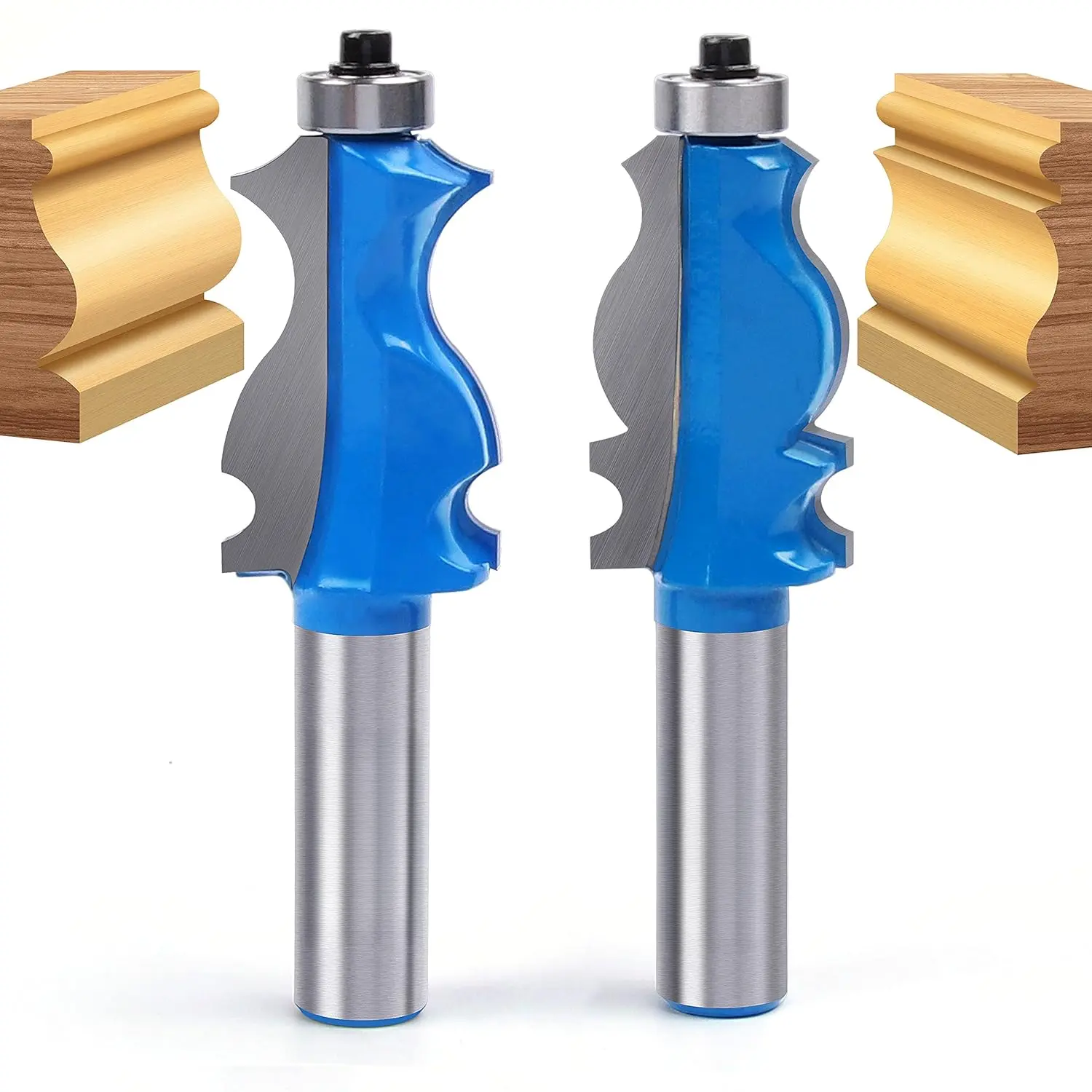 2 count Architectural Molding Router Bit Set with 1/2" Shank, Enhance Your Woodworking with Corner Rounding & Edge-Forming