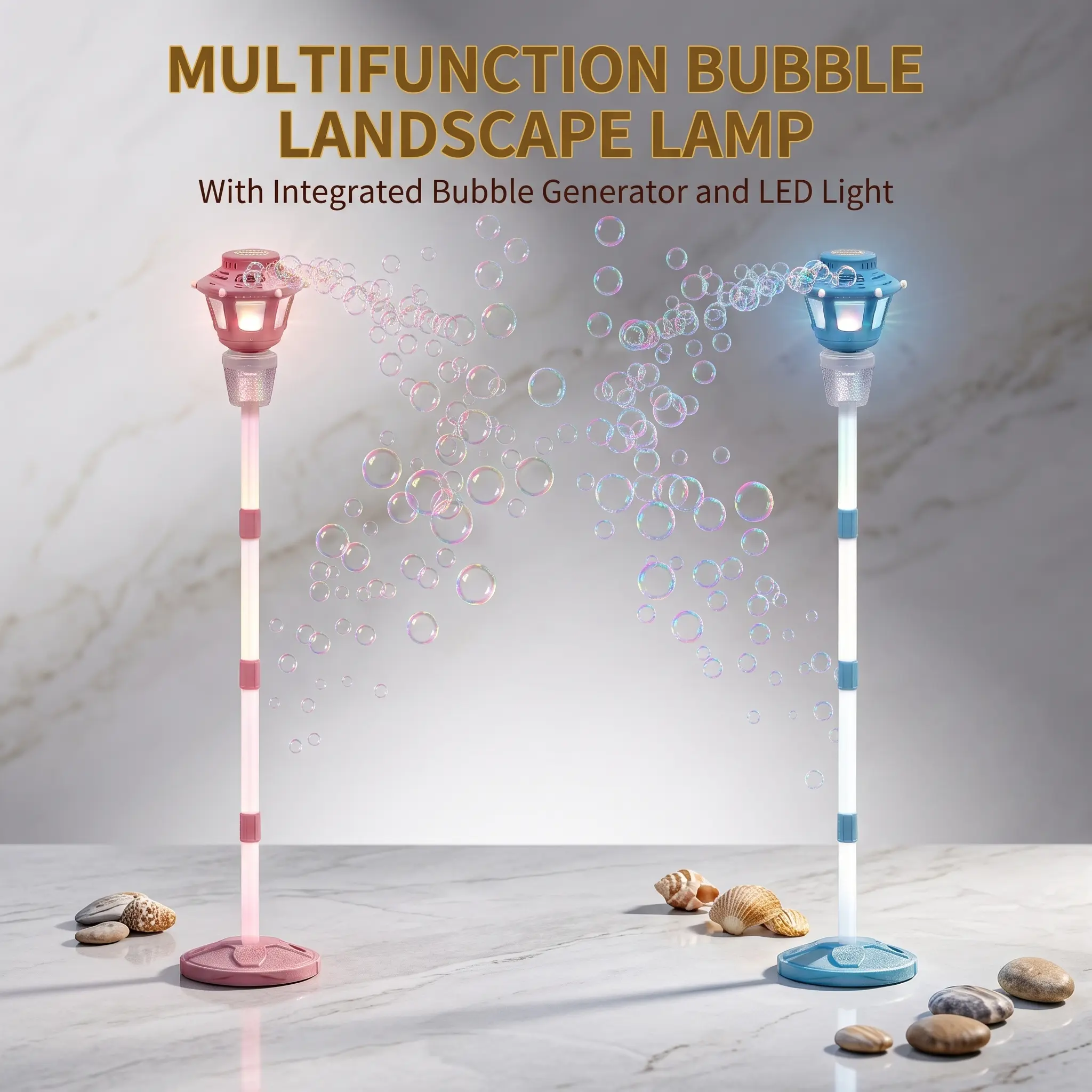 Multifunction Bubble Maker Machine - Automatic LED Light-Up Standing, 3-Stage Height Adjustable, Built-In Batteries, Portable Outdoor Lighting & Decor for Kids Party, Yard Use, Outdoor Decor