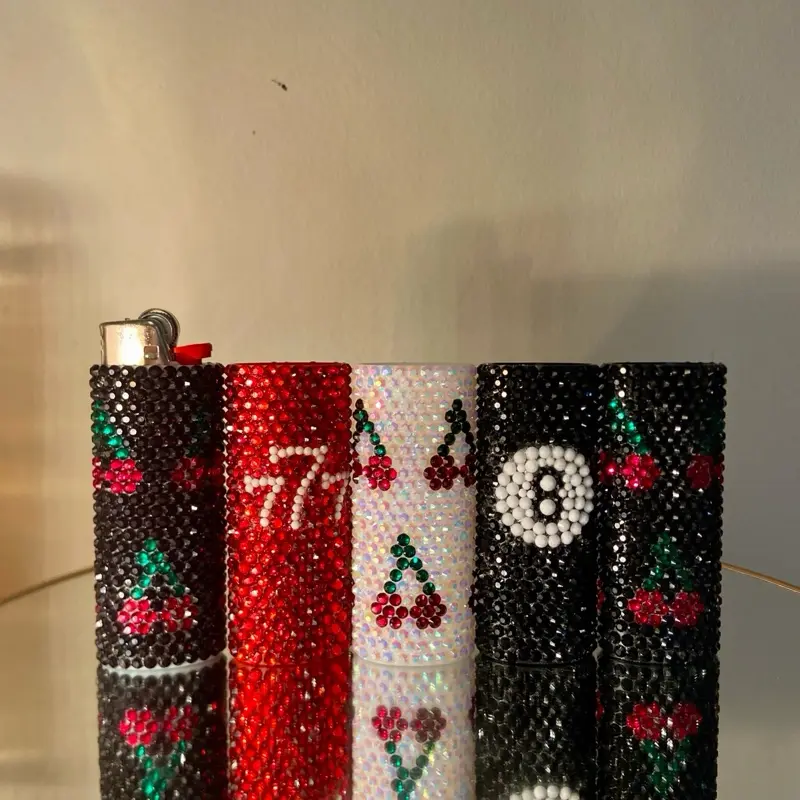 Reusable Rhinestone Lighter Case Lucky Collection