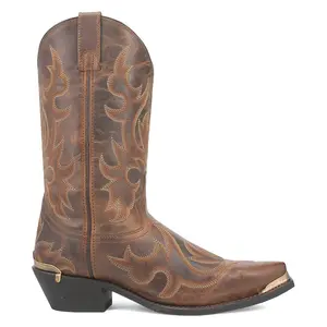 Laredo Mens Jameson Embroidered Snip Toe Pull On  Casual Boots Mid Calf - Brown