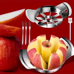 Apple Slicer with 3 Forks and 1 Brush 8pcs Stainless Steel Apple Core Remover and Peeler Fruit Cutter Super Sharp Apple Knife Multifunctional Kitchen Tool, Kitchen gadgets Chopper Set supplies