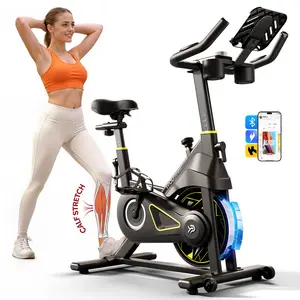 【mothersdaygift】YPOO Exercise Bike with Bluetooth  Indoor Cycling Bike for Home Workout, Adjustable Resistance Exercise Bike with LCD Monitor & App Connection, Quiet Belt Drive Stationary Bike for Apartment Fitness Training tablet mount minigym