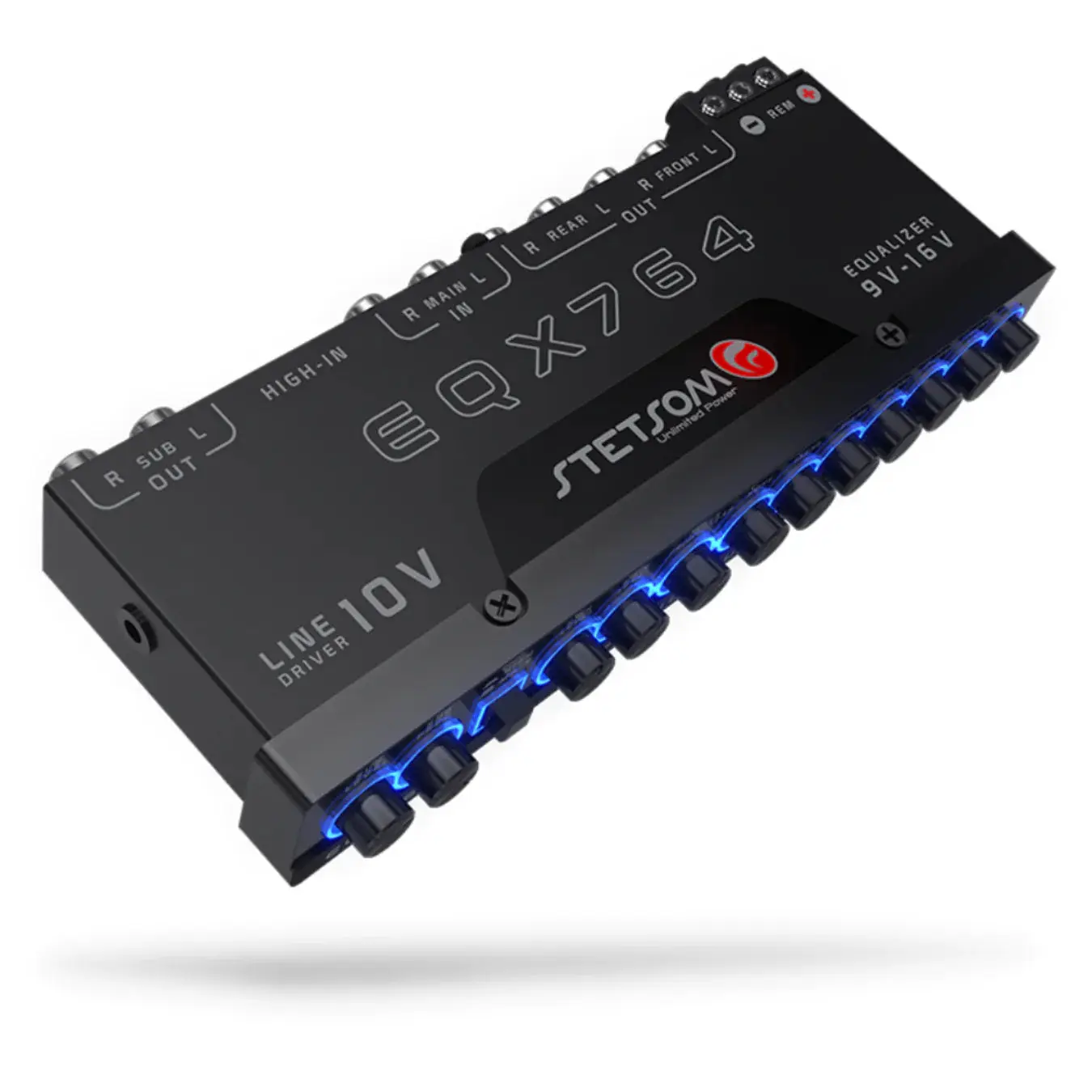 Stetsom EQX764 7-Band Graphic Equalizer for Car Audio - Car Stereo Component, Sub Level Control, Front/Rear Balance, Equalization Controls, Automotive Electronics Upgrade, Audio Tuning, Modern Blue LEDs, LED Display Screen