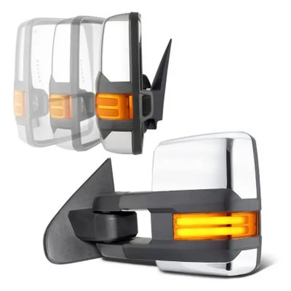Chevy Silverado 2500HD 2015-2019 Chrome Power Folding Towing Mirrors LED DRL Lights
