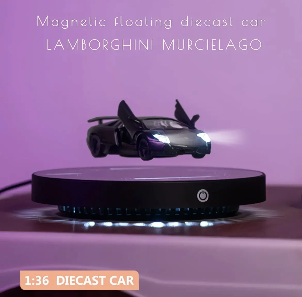 1:36 Scale Modern Magnetic Floating Diecast Car, LED-Lit Home Decor Statue for House Decoration & Home Supplies, Led Lighting, Magnetic Floating Car