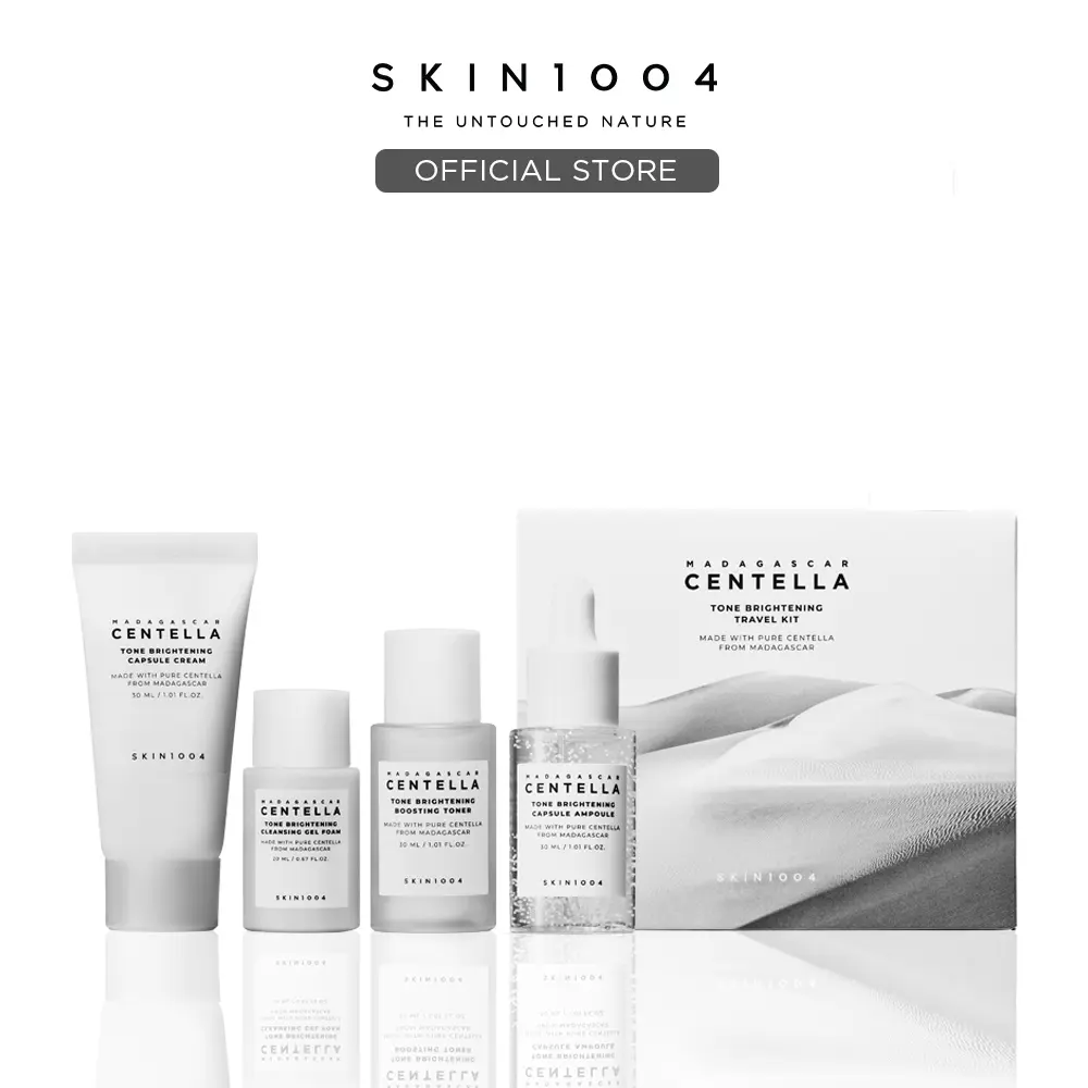 [SKIN1004 Official Shop] Madagascar Centella Tone Brightening Travel Kit - Brightening Care 4-Step Kit, Cleansing Gel Foam, Brightening Toner, Capsule Ampoule, Capsule Cream