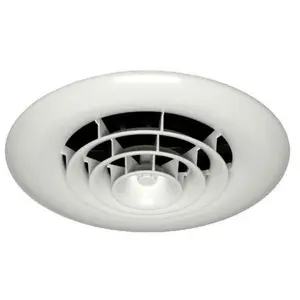 212 MAIN Havaco Quick Connect HT-G6B-R1D Paintable White Round Ceiling Diffuser - 6 in. Boot, Rotary Damper, Ceiling-Mount, Circular Form, Round Shape, Household Appliance Part