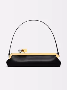 Long Clutch Bag with Removable Shoulder Strap, Women's Fashionable Baguette Bag, Luxury Designer Clip Handbag Purses for Ladies