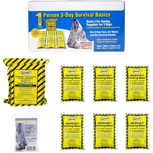 The Survival Box, 1-Person, 3-Day Emergency Kit Includes 5 Year Emergency Food, Water, Emergency Blanket Portable Disaster Preparedness Go-Bag For Earthquake, Fire, Flood, Hurricane