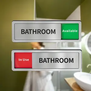 1 Pack Bathroom Door Signs, Signage, Restroom Signs for Business, Vacant Occupied Bathroom Sign, In Use/Available Slider Sign for Home Office Or Public Restroom Door, Brushed Silver 8" x 2.6"