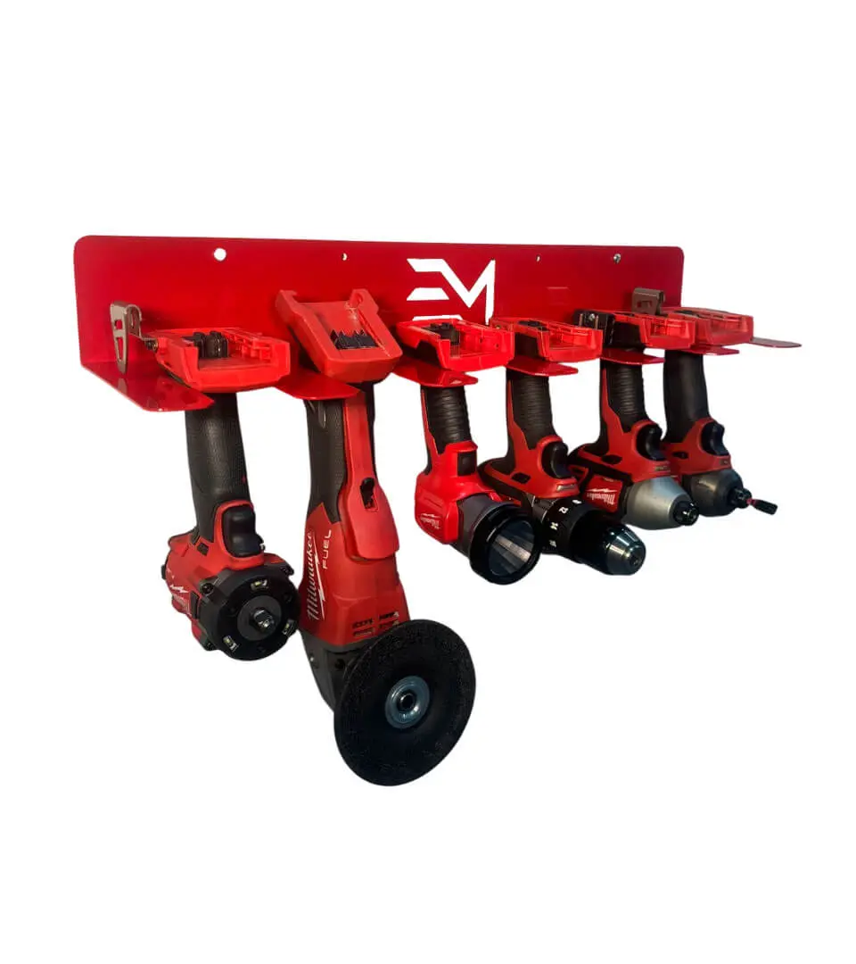 6-Slot Drill Organizer - Compatible with Milwaukee for Efficient Tool Storage Rust-Resistant Satin Powder Coat CNC Precision Lased USA Built Heavy-Duty Steel