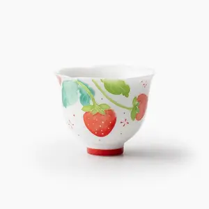 67. Hand-Painted Strawberry Ceramic Tea Set, Underglaze Color Teapot, Gaiwan Tray, Master Cup — Cute Tea Ware Collection for Home