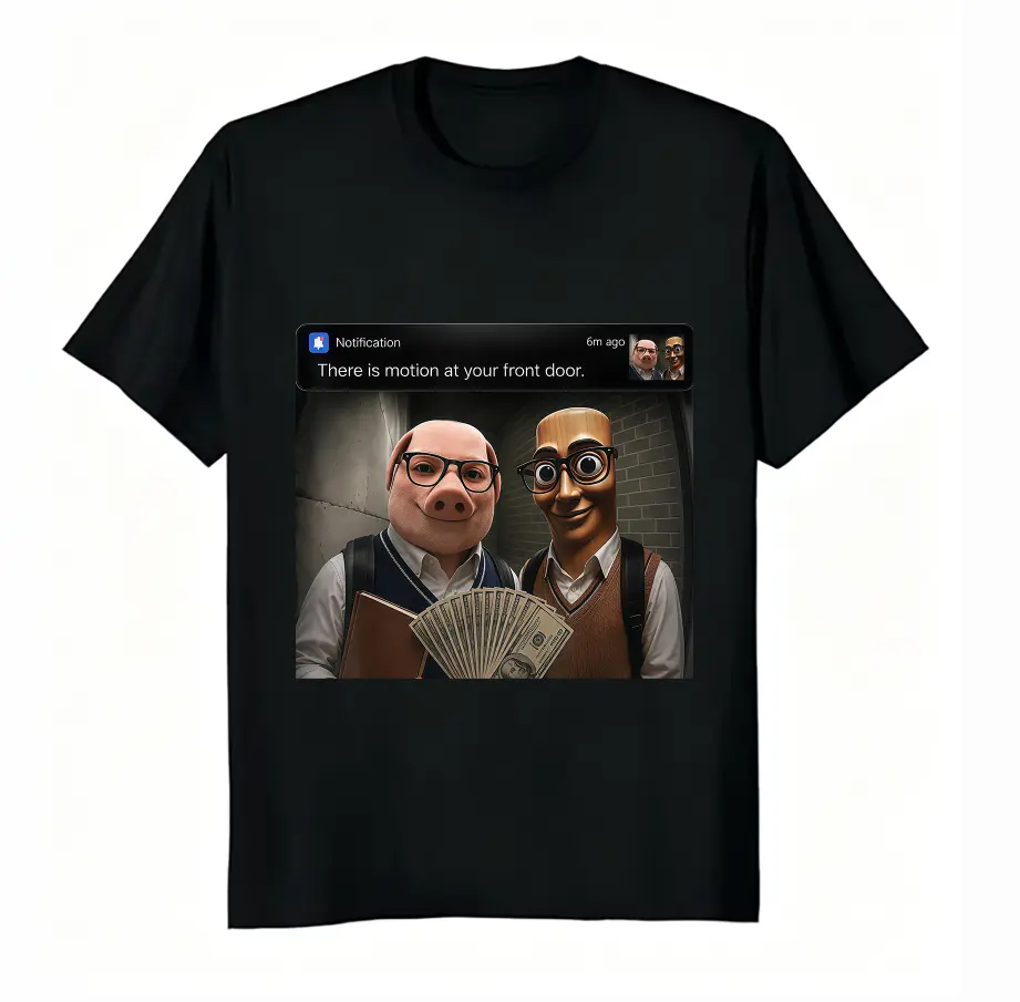 There Is Motion At Your Front Door Funny Creepy Character Meme T-Shirt, Unisex 100% Cotton Viral Internet Meme Graphic Tee