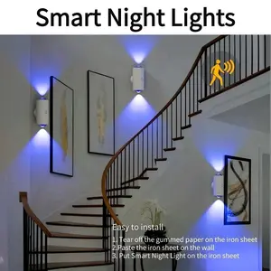 Smart Motion Sensor Night Lights - 2 Modes RGB Color Lights | 1500mAh USB Charging | Magnetic Step Lights for Stairs, Hallway, Wardrobe | Dimmable Mood Bedside Lighting | Holiday Gifts for Family, Couples, Kids (Christmas, Valentine's Day)