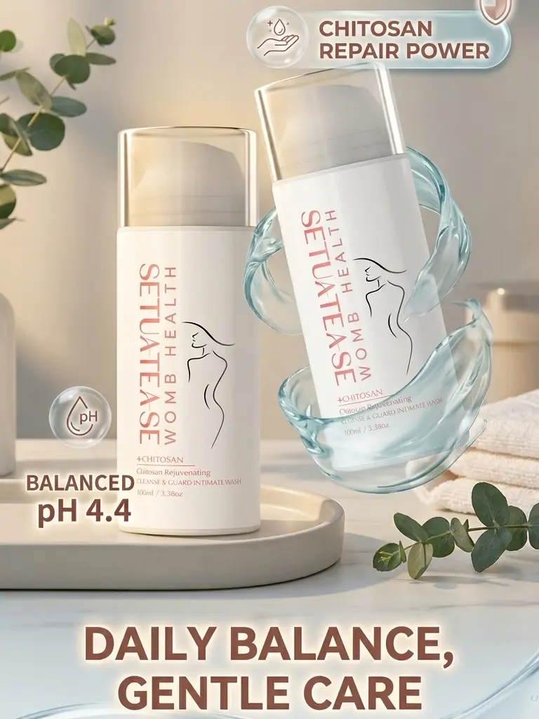 Discreet Shipping SETUATEASE pH 4.4 Rose Scented Feminine Wash - Chitosan Intimate Cleanser with Cleansing, Herbal, Antibacterial Properties for Fast Itch Relief, Clear Aura Daily Use sohochic