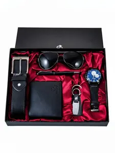 Men's Gift Set Watch + Belt Wallet Creative Simple Combination Pack, Perfect Valentine's Day/birthday Present for Husband, 6pcs/set Men Accessories