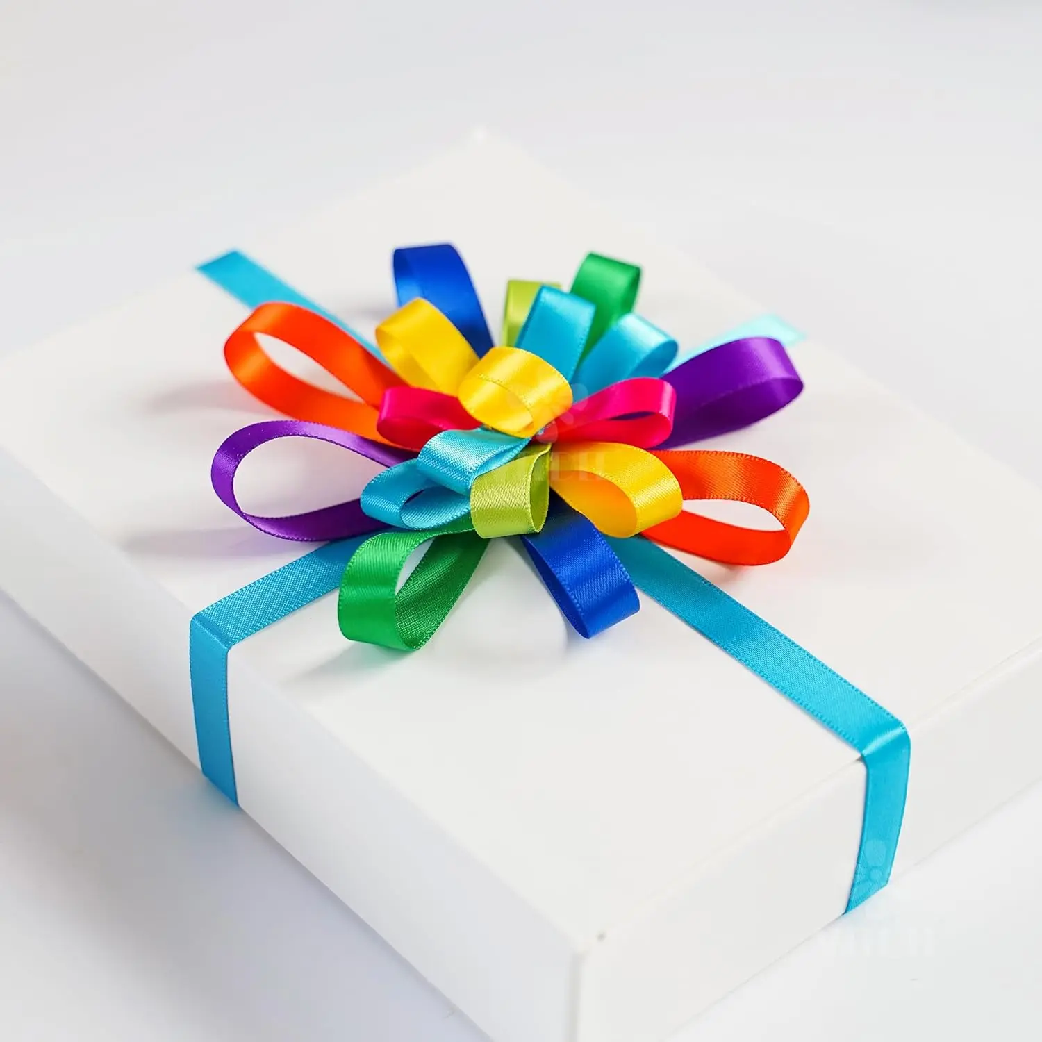 MEEDEE 3/8-Inch Double-Faced Satin Ribbon Set - 10 Rainbow Rolls (5 yd/roll, 50 total yd) for Gift Wrapping, Party Supplies