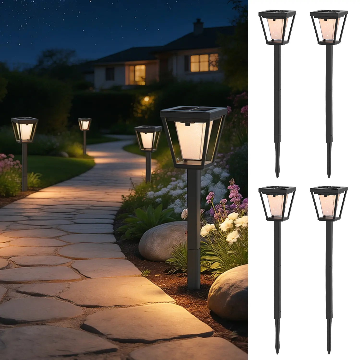 MATULSA 4/8 Pcs Solar Pathway Lights, Waterproof LED Solar Outdoor Lights, Bright Landscape Lightning for Garden, Patio, Yard, Walkway