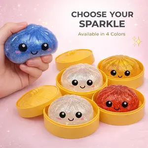 Glitter Squishy Dumpling Ball, Dumpling Squishy Ball, Glitter Rainbow Dumplings, Cute Anxiety Relief Fidget, Soft Squeeze Decompression Dough for Adults