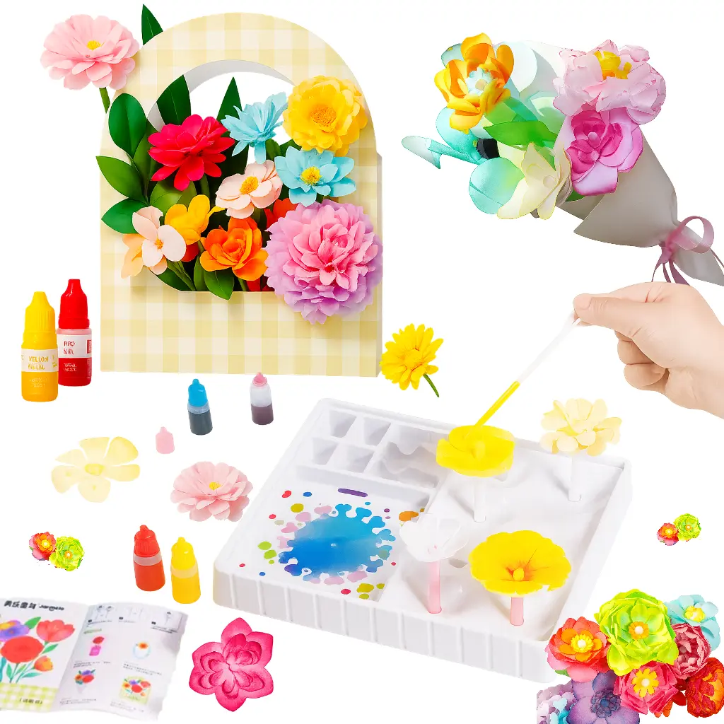 Paper Flower Craft Kit - Magic Florist Color-Changing Colorful Flower Arrangements Toy, Kids' Halloween Gift, Colorful Flowers Kids Crafting
