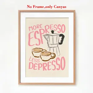 Vintage Coffee Poster Wall Art, Espresso Vs Americano Print, Kitchen Decor for Coffee Lovers, Unframed Retro Cafe Super Cute Decoration Gift