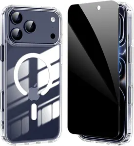 iPhone 17 Pro Max Case with Privacy Screen Protector,Magnetic iPhone 17 ProMax Case [Non-Yellowing] Shockproof Slimi Phone Case Compatible with MagSafe for 17 Pro Max Cover-Clear