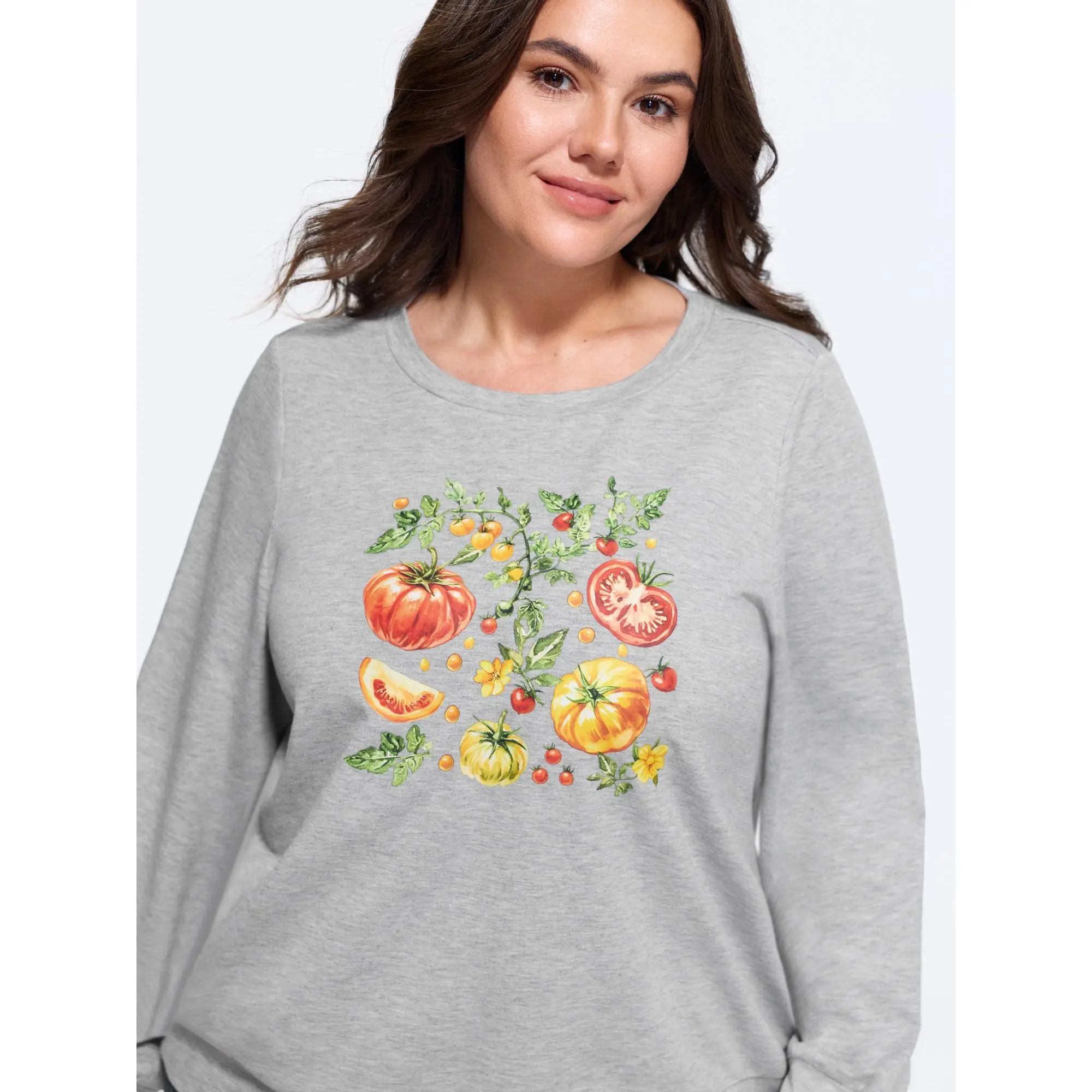 BLOOMCHIC Plus Size Pumpkin Floral Print Crew Neck Sweatshirt[M-6X]Summerfinds