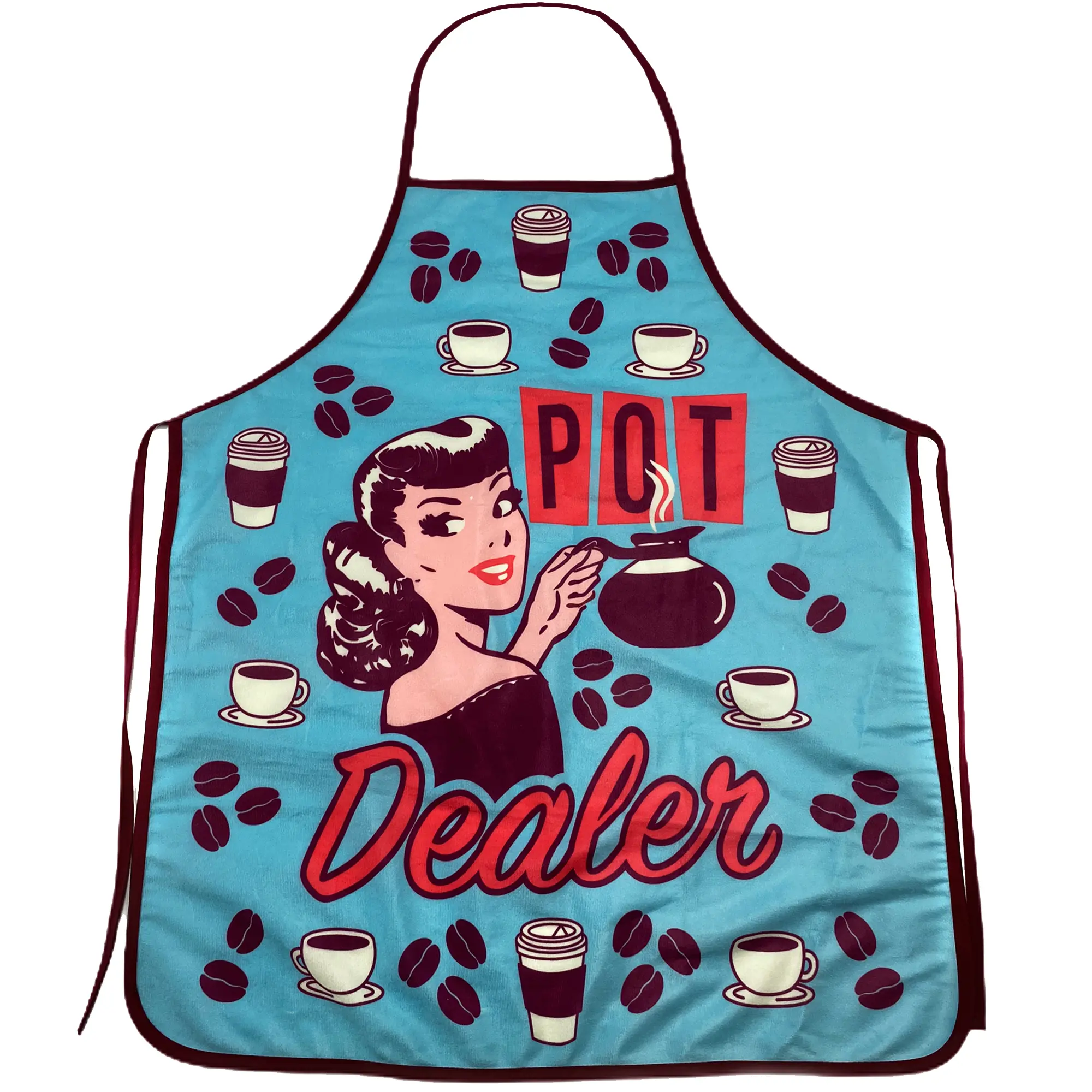 Pot Dealer Apron Funny Morning Cup Of Coffee Graphic Novelty Kitchen Smock Funny Aprons Adjustable Household Items Graphic Print Coffee Grill Apparel Funny Food Cover Grilling Apparel for Men Blue