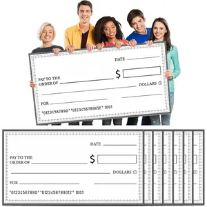 12 Pcs Giant Blank Big Checks for Presentations 30 x 16 Inch Fake Paper Novelty Funny Jumbo Check for Awards Donation Fundraisers Award Prize Endowment