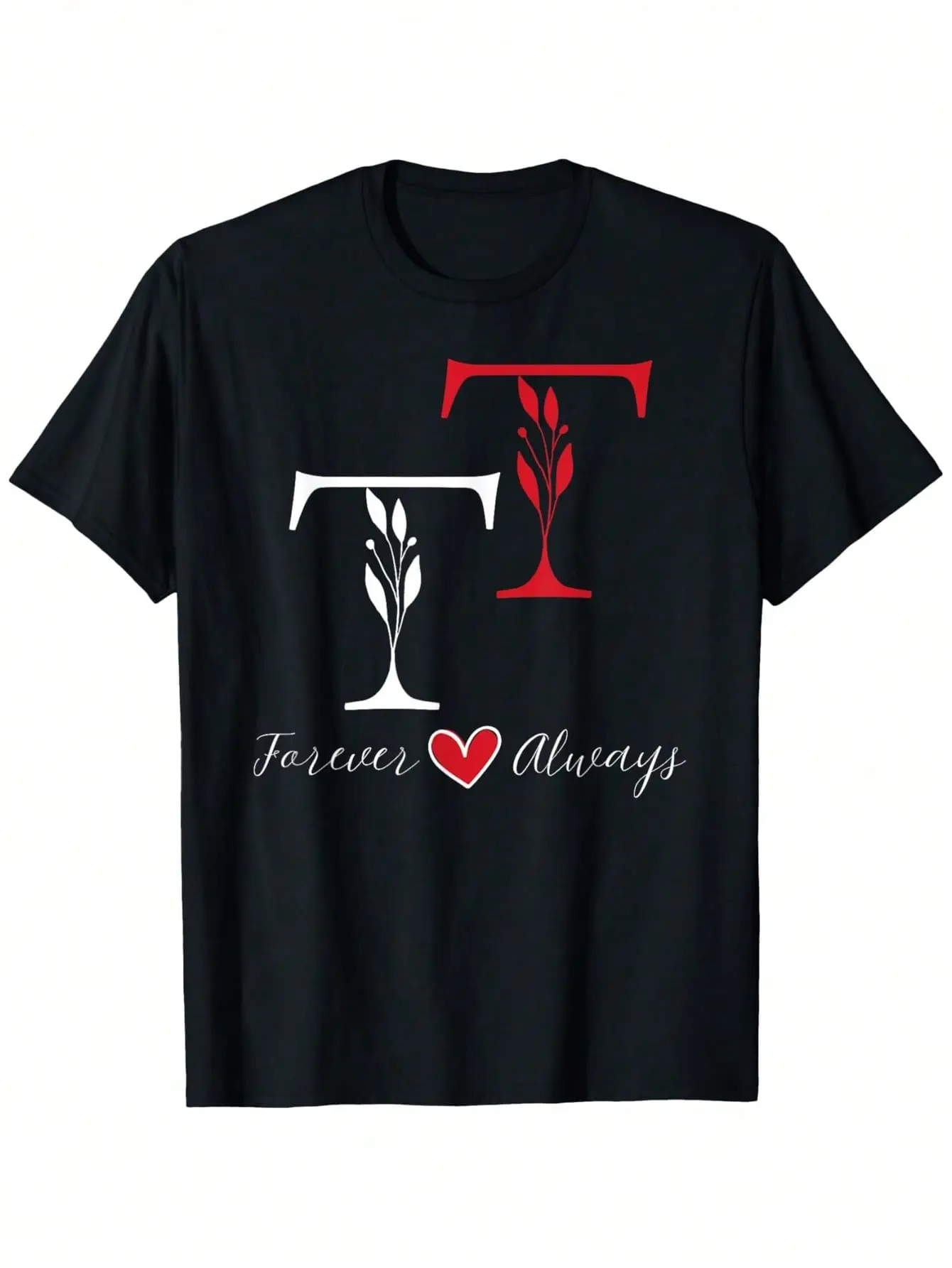 T T Couples Initials Wedding Anniversary T-Shirt - Mr Mrs Matching Tees 180gsm Heavyweight Fabric S-XXXL Sizes Black Wit